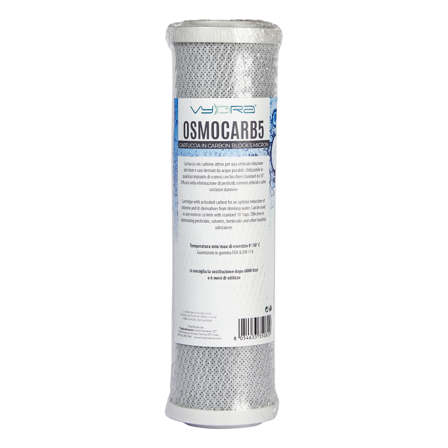 OSMOCARB5  CARTUCCIA IN CARBON BLOCK 5 MICRON VYDRA