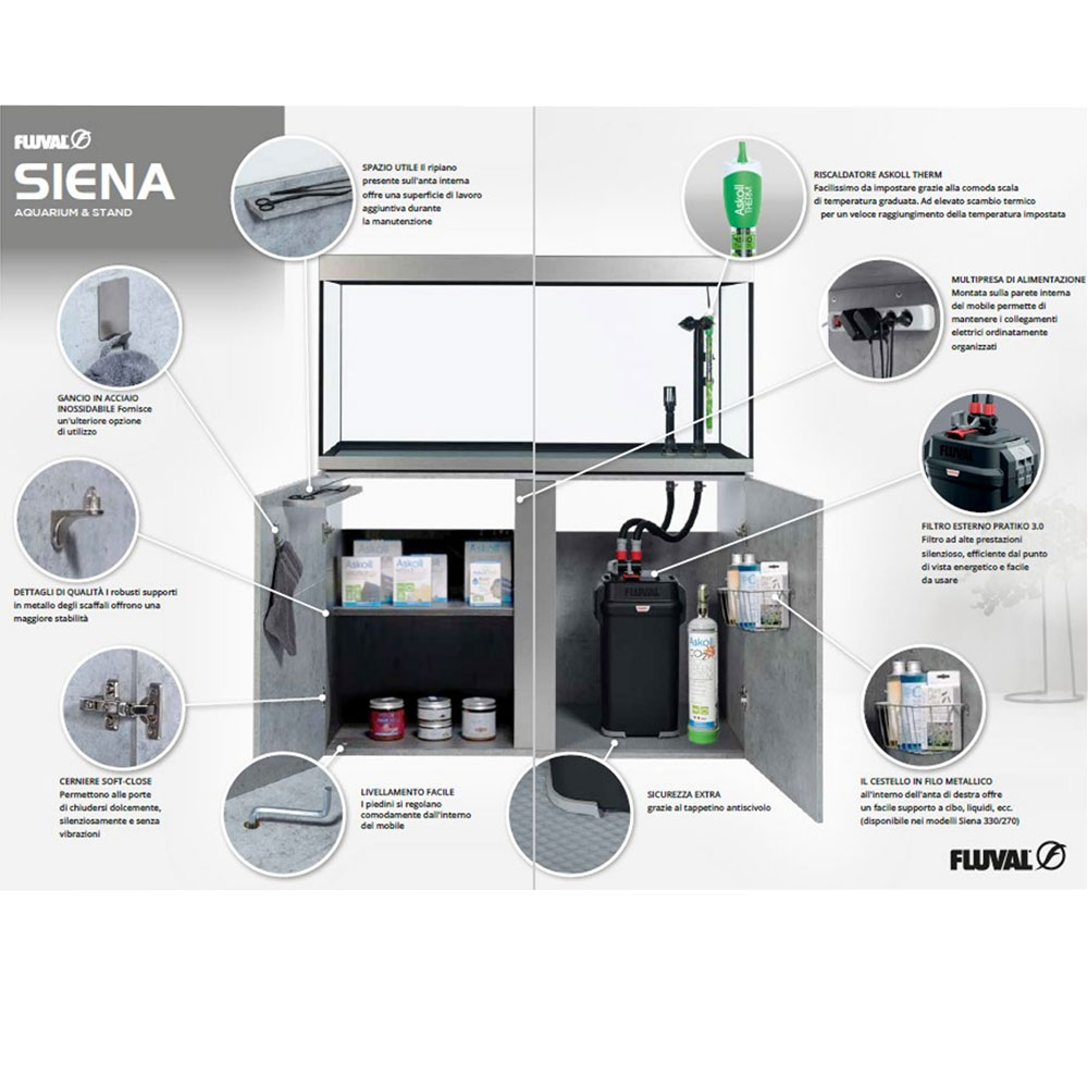 ASKOLL FLUVAL SIENA 330 COMPLETO Con supporto ASKOLL